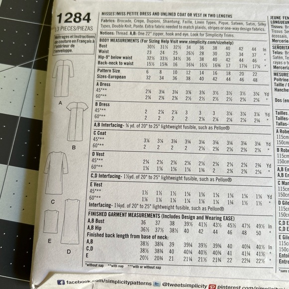 Simplicity 1284 Sewing Patterns 1960's Vintage Style Dress, Coat Sz 6-14 UNCUT - Picture 2 of 7